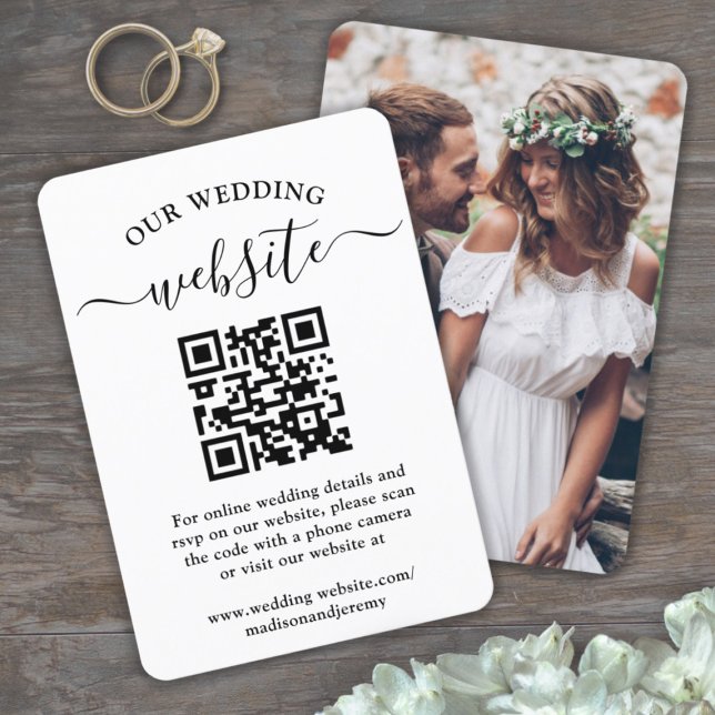 Cartons Réponse 1 Site Web de Mariage avec Code QR Élégant Encadré (Créateur téléchargé)