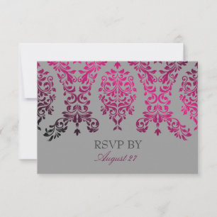Cartons Réponse 311-Damask Dashique Nuit Magenta Gris Clair