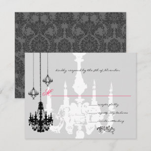 Cartons Réponse 3 Lustres Noirs Accent Rose Mariage