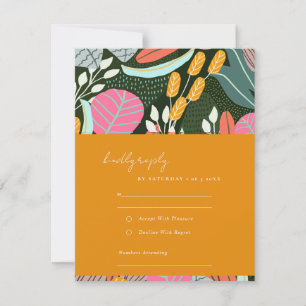 Cartons Réponse Abstrait Bold Tropical Botanical Leafy Mariage