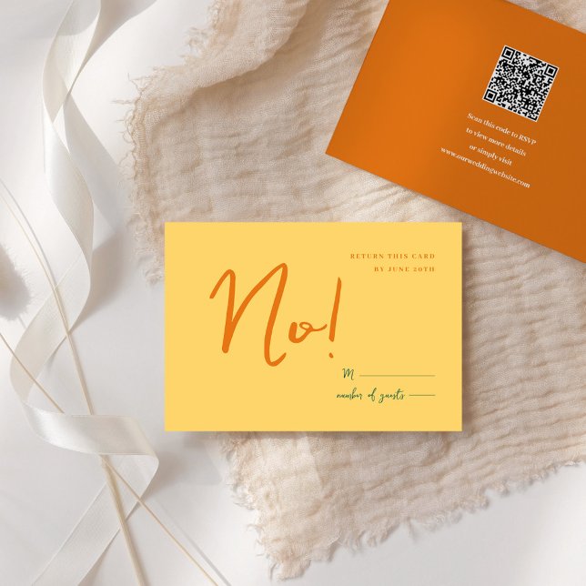 Cartons Réponse Abstrait jaune orange couleurs amusantes mariage (Abstract yellow orange fun colors wedding RSVP card)