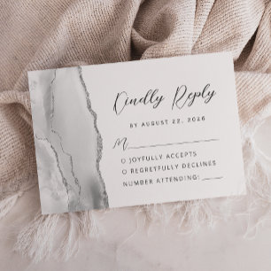 Cartons Réponse Agate Grey Silver Mariage de script moderne