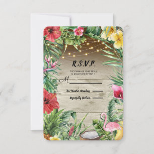 Cartons Réponse Aloha Fleurs de Bois Tropical Lumières Feuilles RS