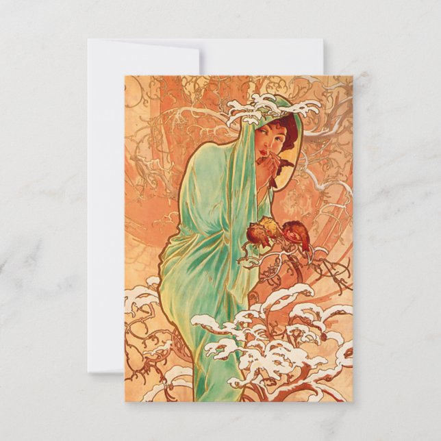 Cartons Réponse Alphonse Mucha Art Nouveau Hiver (Devant)