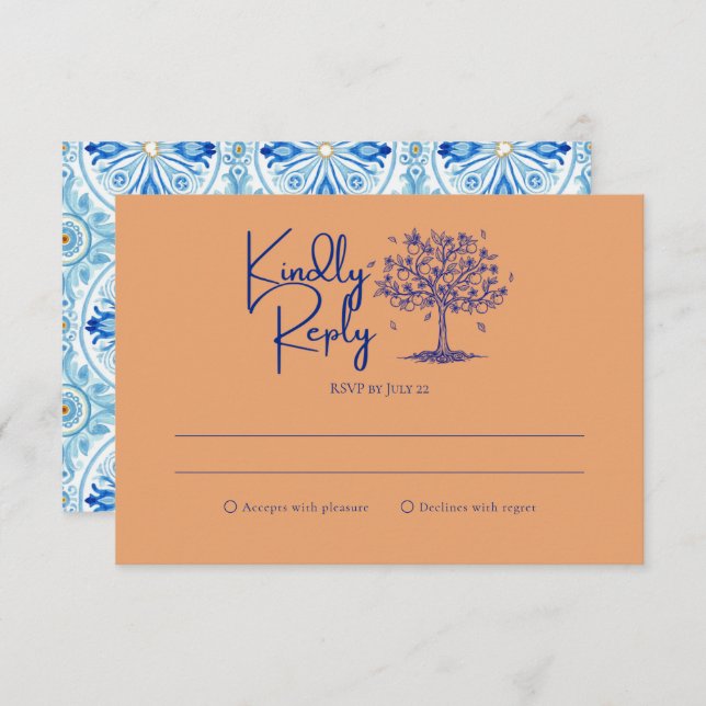 Cartons Réponse Amalfi Coast Citrus Orange Wedding (Devant / Derrière)