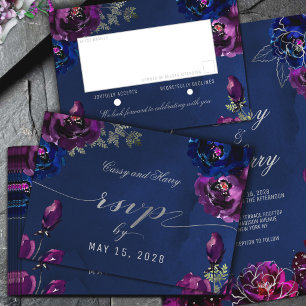 Cartons Réponse Améthyste Saphir Bleu Marine Tons De Bijou Mariage