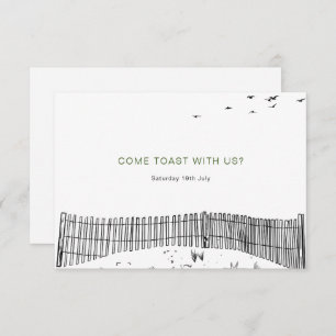 Cartons Réponse Amour côtier Plage de sable Ligne minimale Mariage