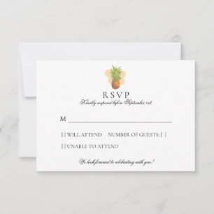 Cartons Réponse Ananas tropical   Mariage d'aquarelle île