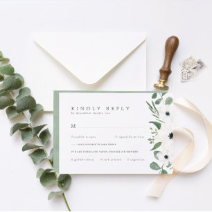 Cartons Réponse Anémones & Eucalyptus avec Mariage de choix de rep