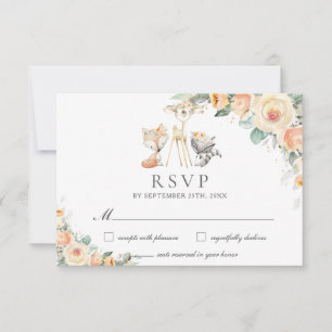 Cartons Réponse Animaux boisés mignons Jaune Flore verte