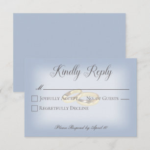 Cartons Réponse Anneaux Mariage or sur Mariage bleu