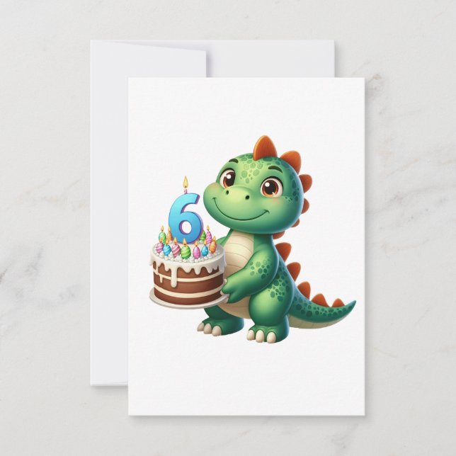 Cartons Réponse Anniversaire de Dino 6 ans (Devant)