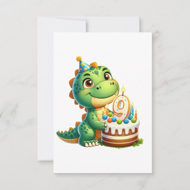 Cartons Réponse Anniversaire de Dino 9 ans (Devant)