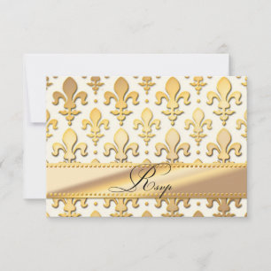 Cartons Réponse Anniversaire du Mariage d'or RSVP, Fleur de Lis