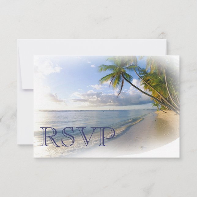 Cartons Réponse Annonce d'invitation de mariage sur la plage avec  (Devant)