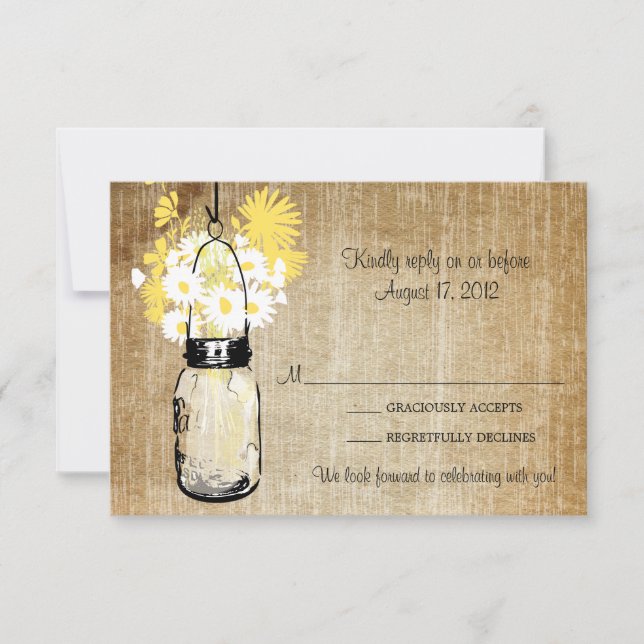Cartons Réponse Antique Rustique Mason Jar Daisies Fleur sauvage R (Devant)