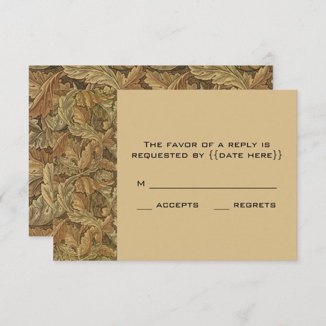Cartons Réponse Antique Victorian Chaud automne Feuilles Mariage (Devant / Derrière)
