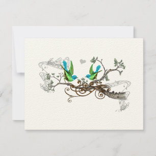 Cartons Réponse Aqua & Apple Green Inséparables Vintages mariage R