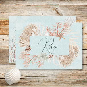 Cartons Réponse Aqua Ocean Shells QR Code Mariage