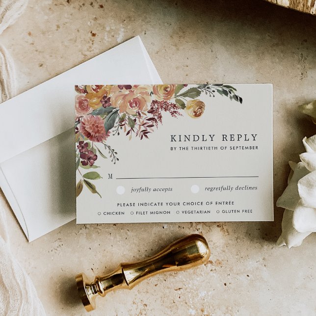 Cartons Réponse Aquarelle à fleurs rustiques Floral Mariage Choix  (Créateur téléchargé)