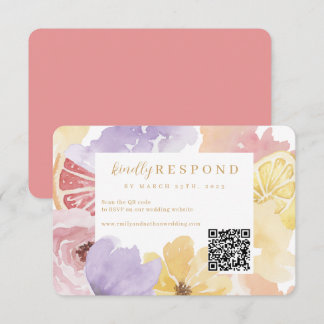 Cartons Réponse Aquarelle Abstraite Floral Cocktail Citrus QR Code