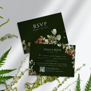 Cartons Réponse Aquarelle accords floraux Mariage vert