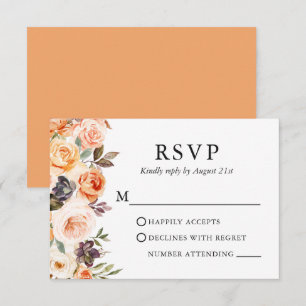 Cartons Réponse Aquarelle Automne Floral Mariage Pêche