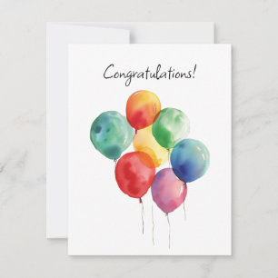Cartons Réponse Aquarelle Ballons Félicitations Minimalistes