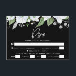 Cartons Réponse Aquarelle bat mitzvah noir Argent Script Floral<br><div class="desc">Soyez fier, réjouissez-vous et célébrez cette étape importante de votre Bat mitzvah préféré avec cette carte d'insertion RSVP sophistiquée et personnalisée pour votre événement! Une aquarelle florale chic, étonnante, blanche et imitation parties scintillant mince, avec typographie en faux feuille d'argent et type sans serif blanc superposent un arrière - plan...</div>