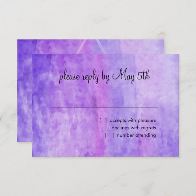 Cartons Réponse Aquarelle bat mitzvah Streak Violet Star de David (Devant / Derrière)