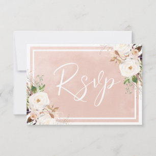 Cartons Réponse Aquarelle blanche Fleurs blanches Beau Mariage