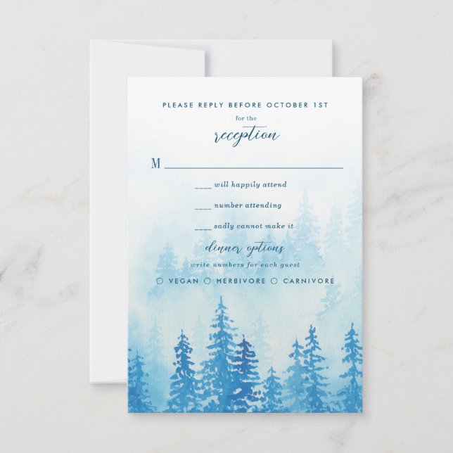 Cartons Réponse Aquarelle bleue Forêt humide (Devant)