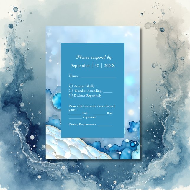 Cartons Réponse Aquarelle bleue luxueuse Abstraite Pearlescent (Créateur téléchargé)