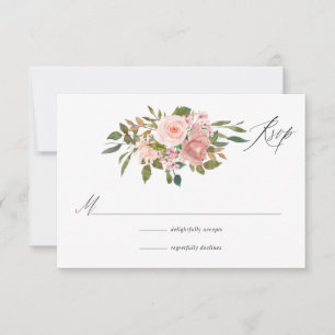 Cartons Réponse Aquarelle Blush Pink et Rose Gold Rose Mariage