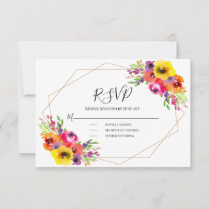 Cartons Réponse Aquarelle brillante géométrique Mariage floral