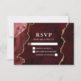 Cartons Réponse Aquarelle Burgundy Marbre Agate Mariage géographiq