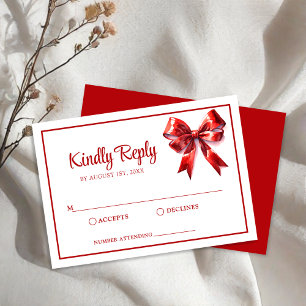 Cartons Réponse Aquarelle classique Mariage rouge Bow