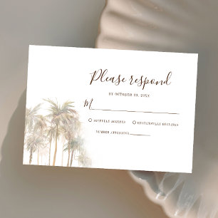 Cartons Réponse Aquarelle Coastal Palm Trees Destination Mariage