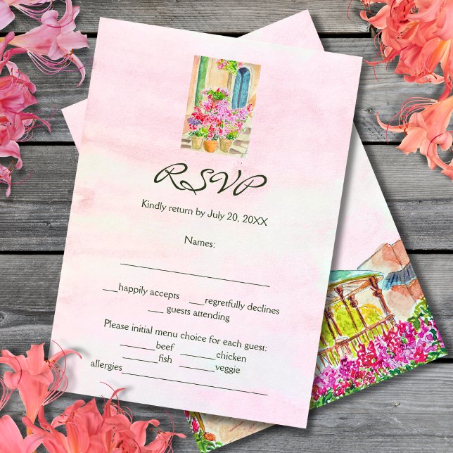 Cartons Réponse Aquarelle colorée Floral Vielle ville Mexique (Créateur téléchargé)