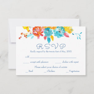 Cartons Réponse Aquarelle couleur vive Mariage floral