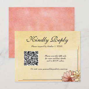 Cartons Réponse Aquarelle d'automne Floral Terracotta Mariage jaun