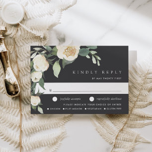 Cartons Réponse Aquarelle de fleurs d'ivoire Floral Mariage Choix 
