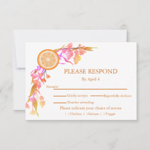 Cartons Réponse Aquarelle de fruits orange d'agrumes Mariage flora