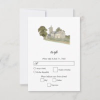 Aquarelle Eglise traditionnelle Monogramme Mariage