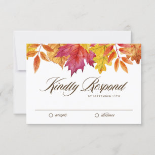 Cartons Réponse Aquarelle en chute Feuille Garland Mariage d'autom
