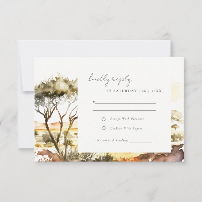Cartons Réponse Aquarelle en terre bouillie Mariage paysager afric (Devant)