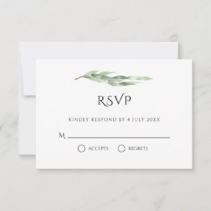 Cartons Réponse Aquarelle Eucalyptus Feuille Mariage de verdure or
