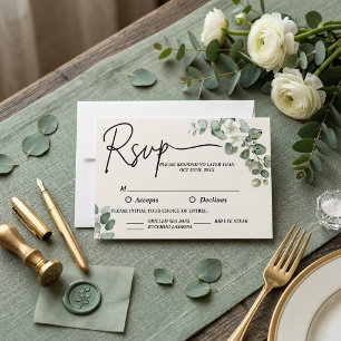 Cartons Réponse Aquarelle eucalyptus Mariage