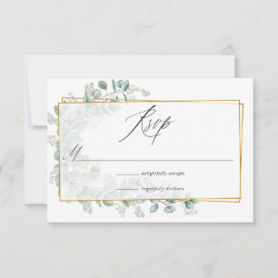 Cartons Réponse Aquarelle Eucalyptus Mariage géométrique