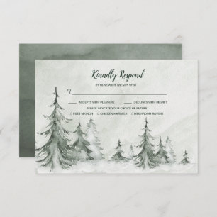 Cartons Réponse Aquarelle Fir Trees Mariage d'hiver